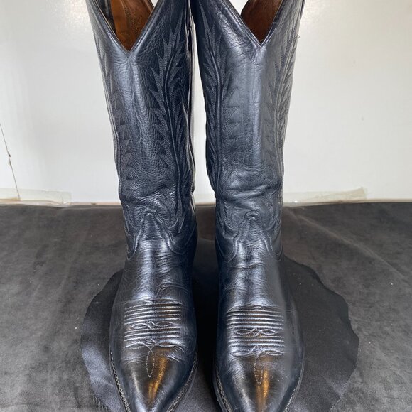 Women's  7.5 Vintage Tony Lama Black Western Cowboy Boot, Western Style Design - Picture 3 of 11